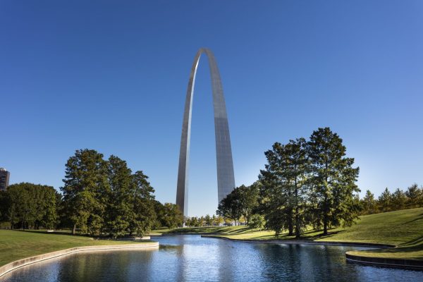 The Arch in front of a pond