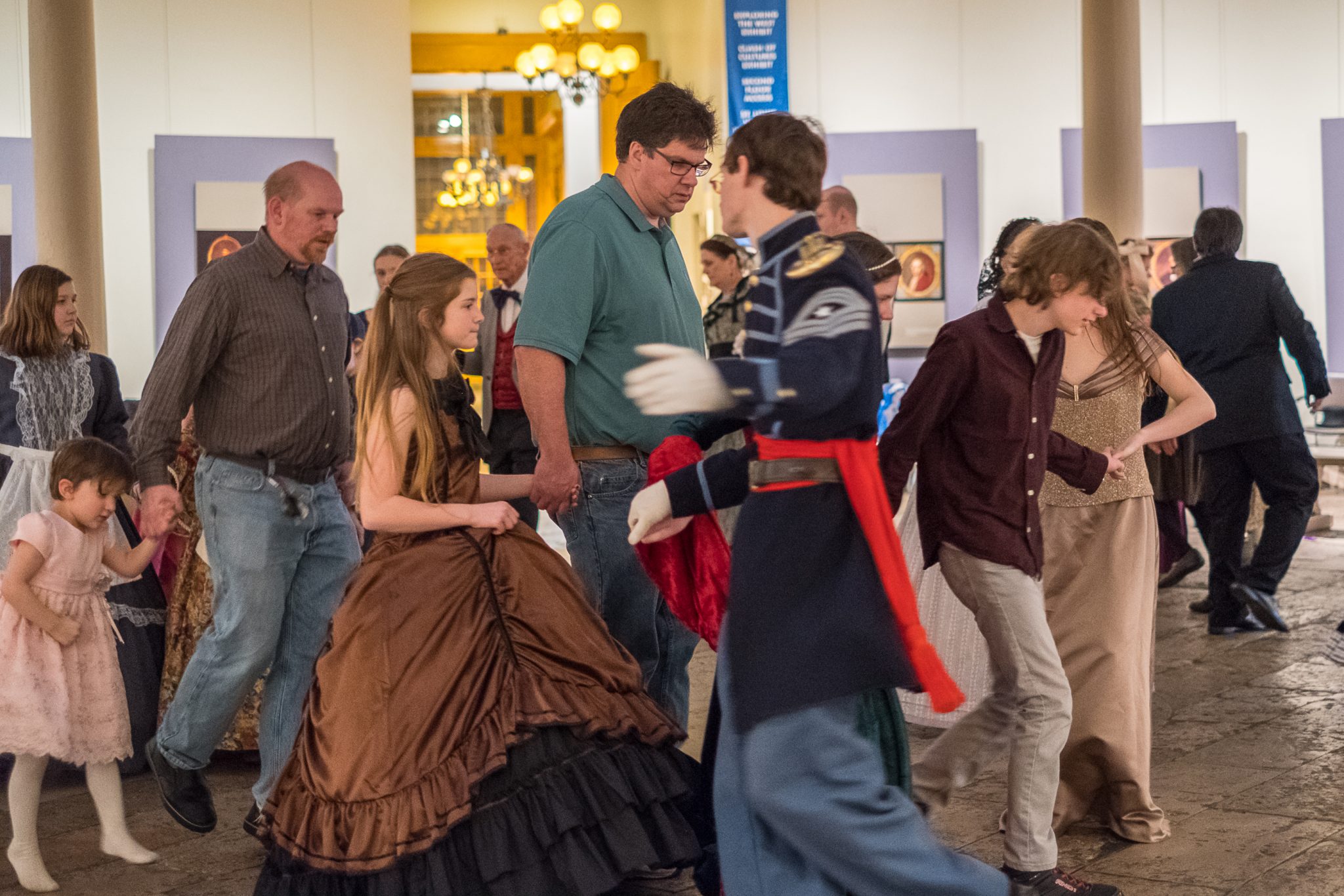 Visitors Dance in the Old Courthouse Rotunda at George Washington's Birthday Ball Event